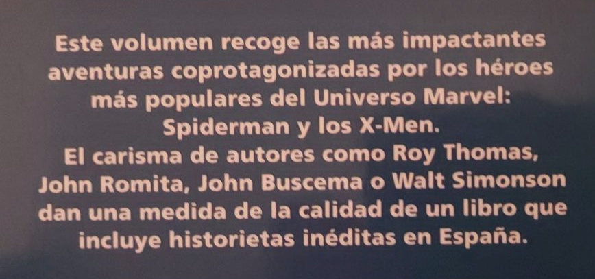Este volumen recoge las más impactantes aventuras coprotagonizadas por los héroes más populares del Universo Marvel: Spiderman y Los X-Men. El carisma de autores como Roy Thomas, John Romita, John Buscema o Walt Simonson dan una medida de la calidad de un libro que incluye historietas inéditas en España.